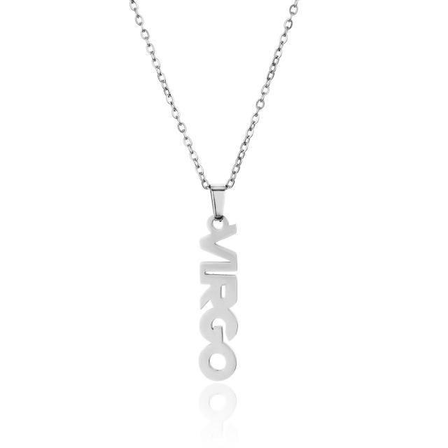 18K gold plated stainless steel zodiac pendant necklace