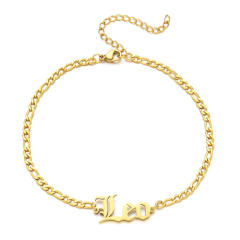 18K gold plated zodiac stainless steel anklet