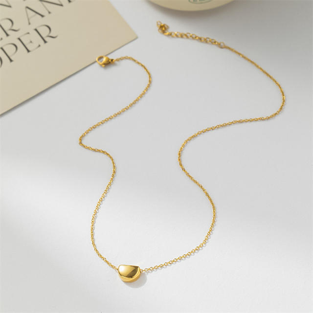 Concise jequirity bean dainty stainless steel necklace