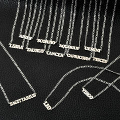 304 stainless steel figaro chain zodiac necklace
