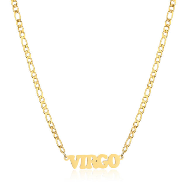 304 stainless steel figaro chain zodiac necklace