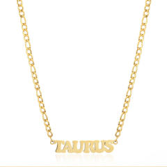 304 stainless steel figaro chain zodiac necklace