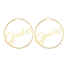 18K gold plated zodiac stainless steel hoop earrings