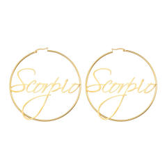 18K gold plated zodiac stainless steel hoop earrings