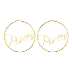 18K gold plated zodiac stainless steel hoop earrings