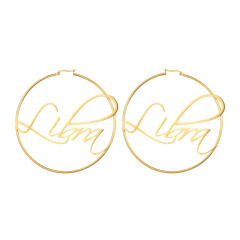 18K gold plated zodiac stainless steel hoop earrings