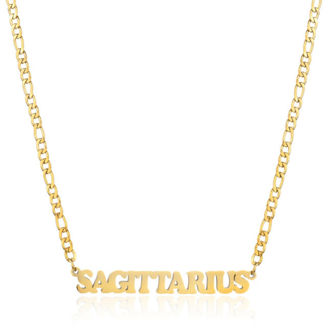 304 stainless steel figaro chain zodiac necklace