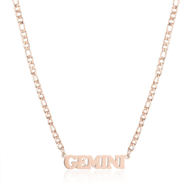304 stainless steel figaro chain zodiac necklace