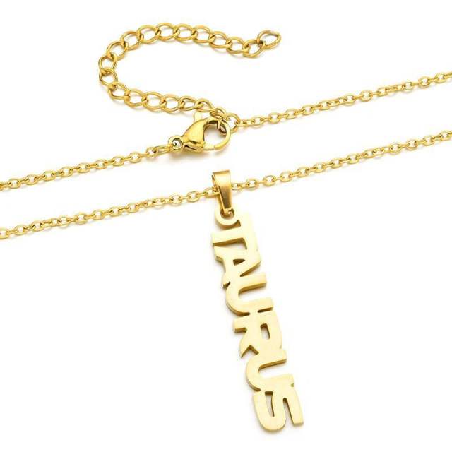 18K gold plated stainless steel zodiac pendant necklace