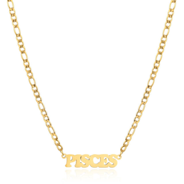 304 stainless steel figaro chain zodiac necklace