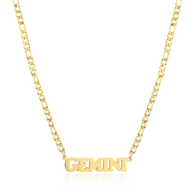 304 stainless steel figaro chain zodiac necklace