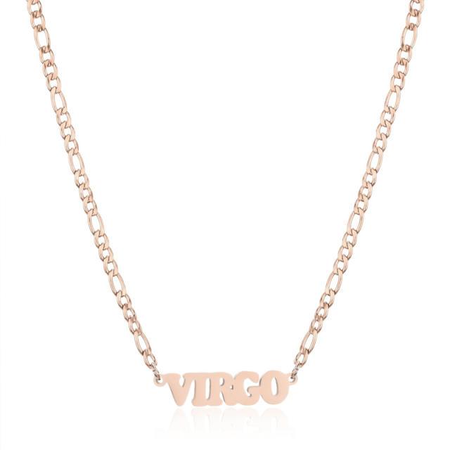 304 stainless steel figaro chain zodiac necklace