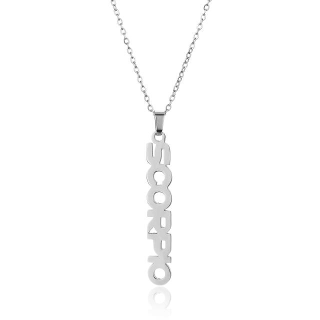 18K gold plated stainless steel zodiac pendant necklace