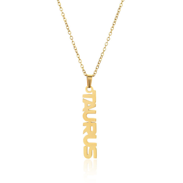 18K gold plated stainless steel zodiac pendant necklace