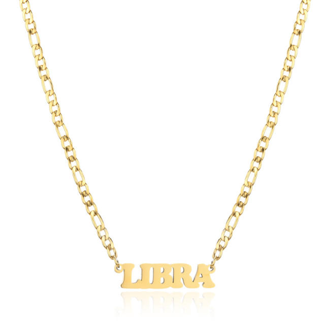 304 stainless steel figaro chain zodiac necklace