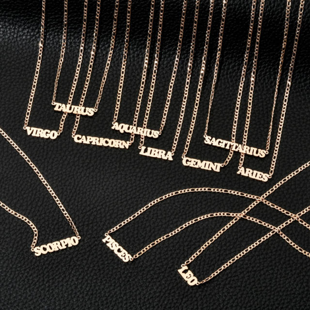 304 stainless steel figaro chain zodiac necklace