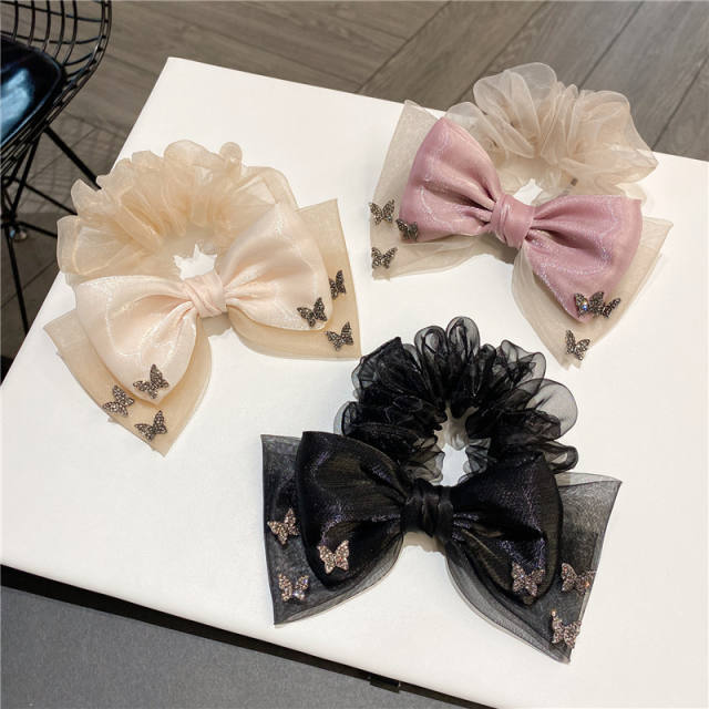 Elegant mesh bow scrunchies