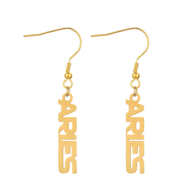 18K gold plated zodiac stainless steel earrings