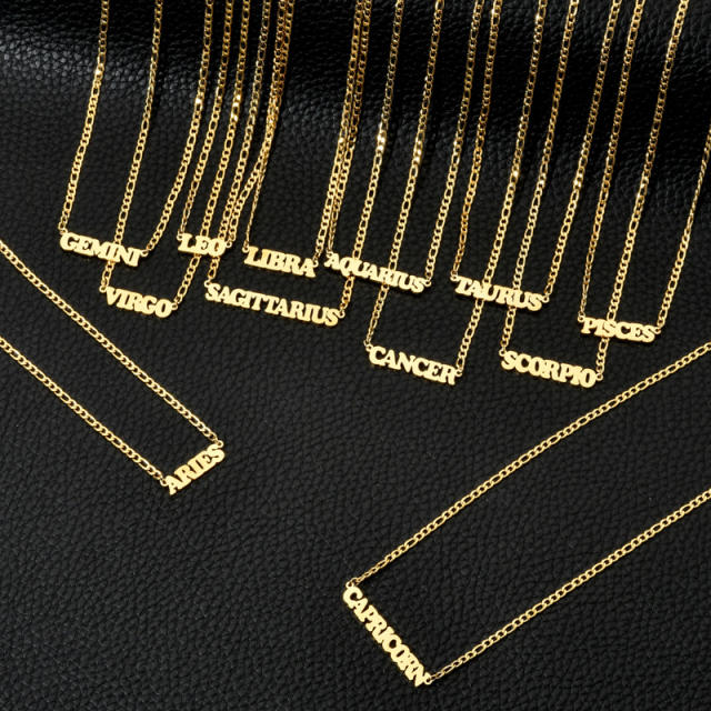 304 stainless steel figaro chain zodiac necklace