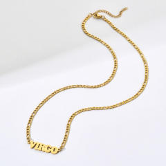 304 stainless steel figaro chain zodiac necklace