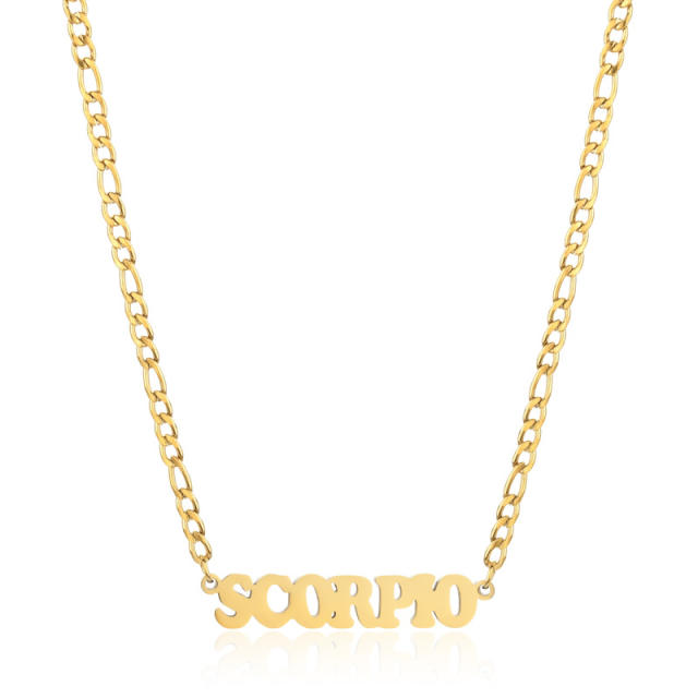 304 stainless steel figaro chain zodiac necklace
