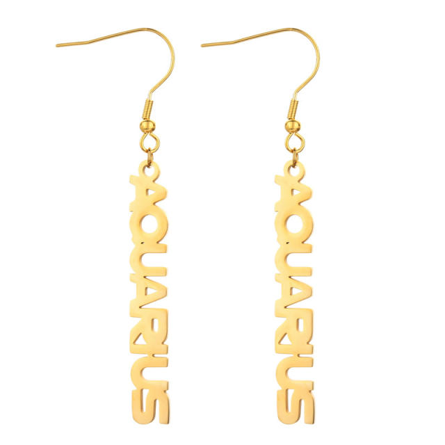 18K gold plated zodiac stainless steel earrings