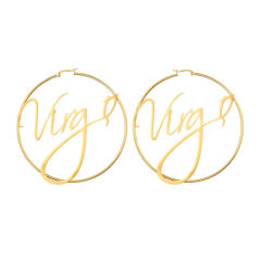 18K gold plated zodiac stainless steel hoop earrings