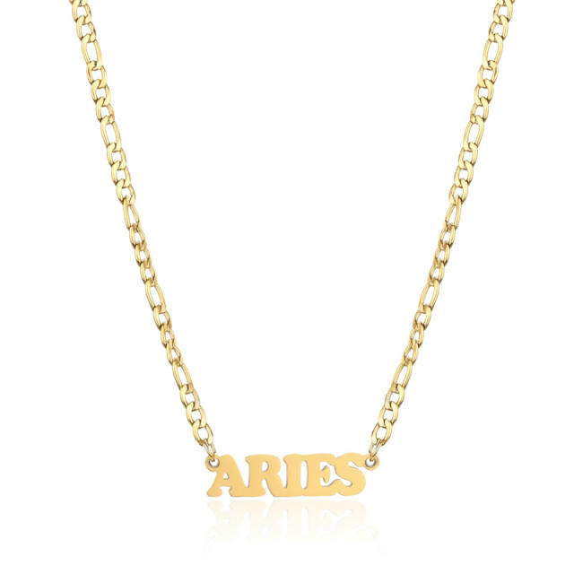 304 stainless steel figaro chain zodiac necklace