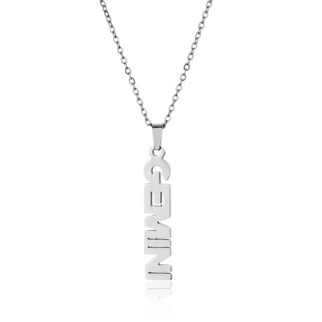 18K gold plated stainless steel zodiac pendant necklace