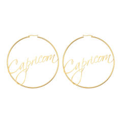 18K gold plated zodiac stainless steel hoop earrings