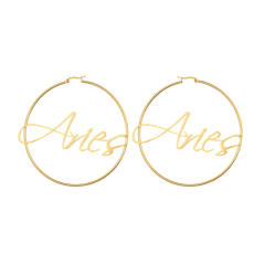 18K gold plated zodiac stainless steel hoop earrings