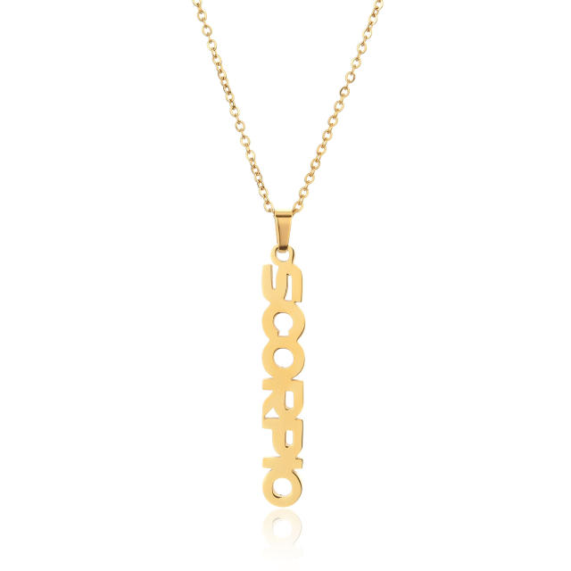 18K gold plated stainless steel zodiac pendant necklace