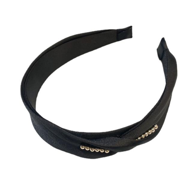 Elegant tiny pearl bead satin headband