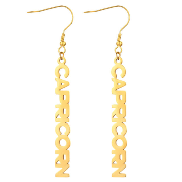 18K gold plated zodiac stainless steel earrings