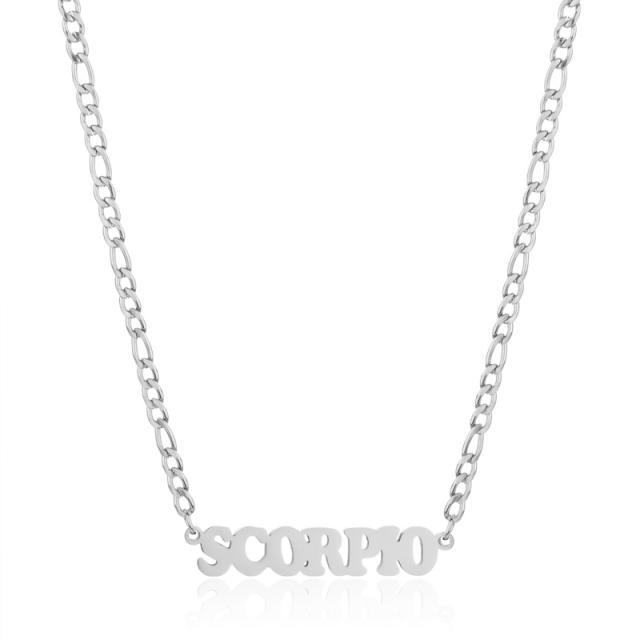 304 stainless steel figaro chain zodiac necklace