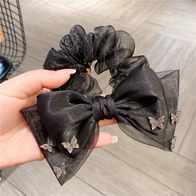 Elegant mesh bow scrunchies