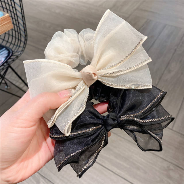 Concise elegant mesh bow scrunchies