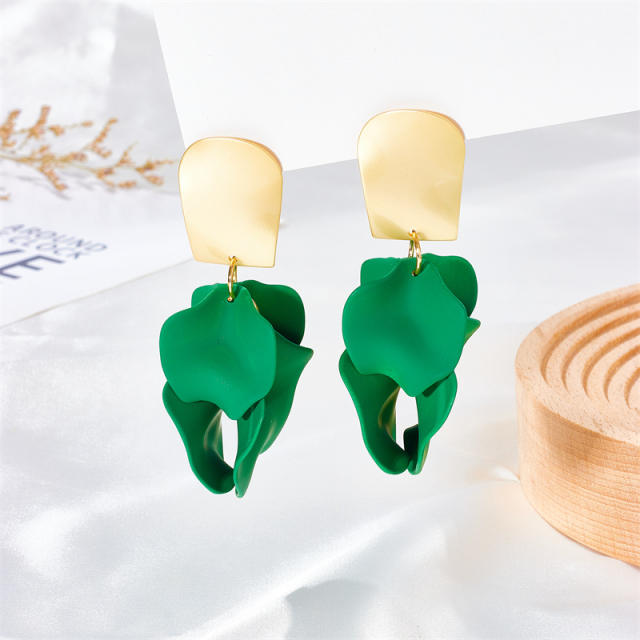 Summer candy color painting petal flower earrings