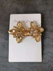 Champagne glass crystal statement luxury studs earrings