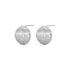 Concise hollow out chic gold plated copper studs earrings