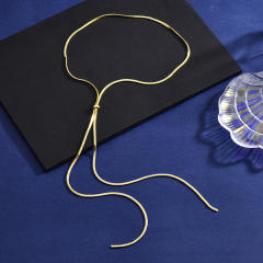Concise stainless steel snake chain lariat necklace