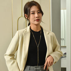 Concise stainless steel snake chain lariat necklace