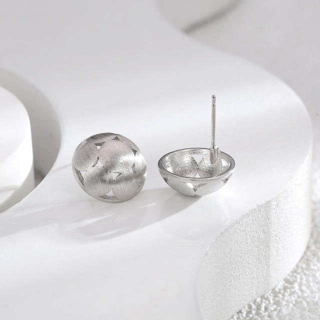 Concise hollow out chic gold plated copper studs earrings