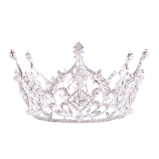 Baroque glass crystal statement round crown
