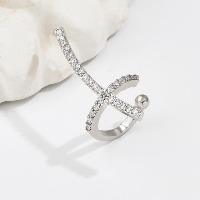 Concise diamond cross unique copper ear cuff(1pcs price)