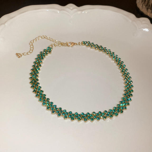 Delicate color cubic zircon choker necklace