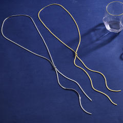 Concise stainless steel snake chain lariat necklace