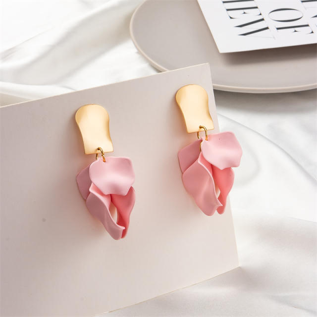 Summer candy color painting petal flower earrings