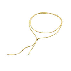 Concise stainless steel snake chain lariat necklace