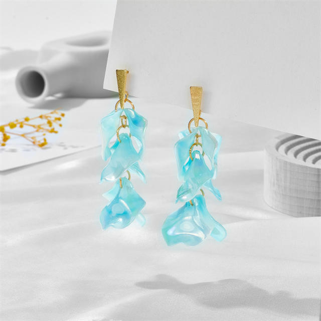 Summer design colorful acrylic petal flower earrings